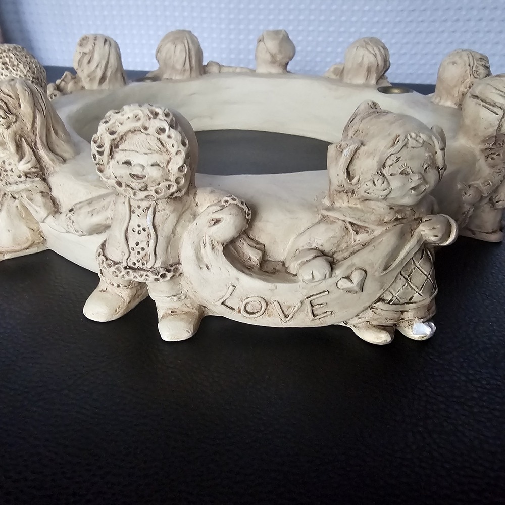 Abbey Press Advent Wreath Candle Holder Children All Over The World 9.5" Vintage